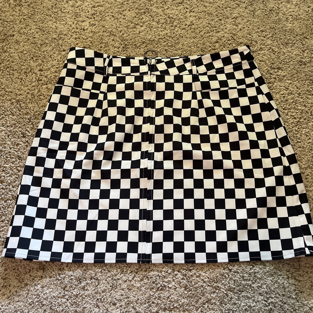 SHEIN Black and White Checkered Skirt